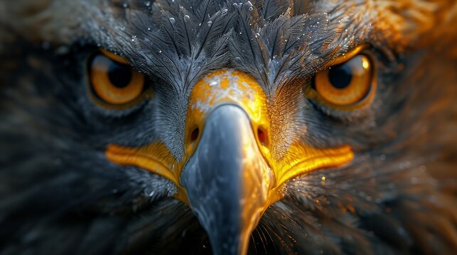 Eagle head close up, macro photo 