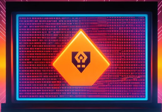 Warning icon on a digital LCD display with reflection. Concept of cyber attack, malware, ransomware, data breach, system hacking, virus, spyware, compromised information and urgent. 3D Illustration