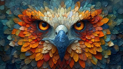 Obraz premium Stained glass window background with colorful Eagle abstract.