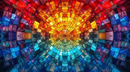 Stained glass window background with colorful abstract.	