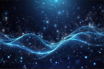 Naklejka premium Ilustration digital particles wave and light abstract background