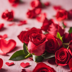Scarlet Sentiments: Red Roses and Hearts for Love's Celebration