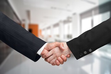 Shaking hands, Professional Lawyers and clients discuss