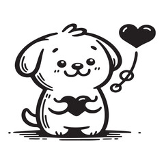 puppy with heart dog art vector design