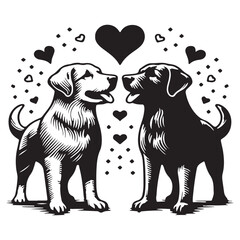 puppy with heart dog art vector design