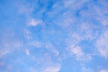 Obraz premium Orange Clouds and Blue Sky, Sunset Sky Copy Space