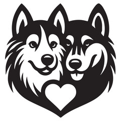 puppy with heart dog art vector design