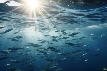 Fish swimming freely in the ocean. Generative AI