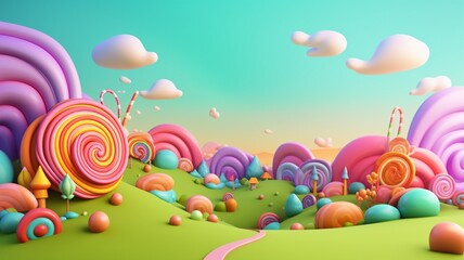 Obraz na płótnie Canvas Whimsical Candy Kingdom Bright Colors and Playful AI Generated art