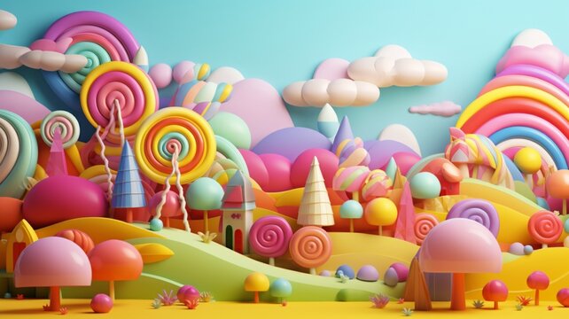 Whimsical Candy Kingdom Bright Colors and Playful AI Generated art