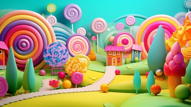 Whimsical Candy Kingdom Bright Colors and Playful AI Generated art