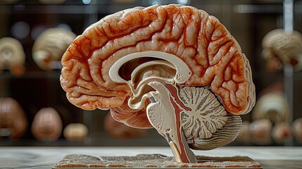 Cross section of a human brain. - obrazy, fototapety, plakaty