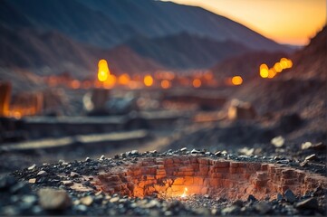 Mining site with Abstract blurred defocused bokeh color at the background
