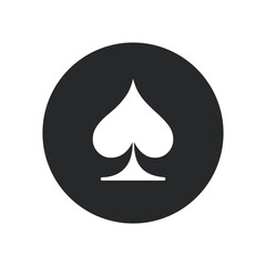 Fototapeta premium White spade icon on black round background, flat, web, vector