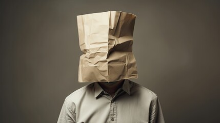 Man with a paper bag over his head