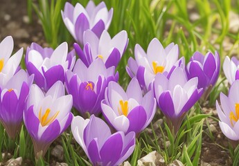 Purple Crocus Flowers in Spring. High quality photo
