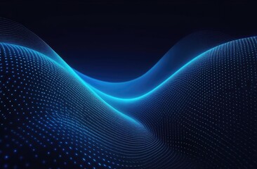 A wave of bright multicolored blue, red, and yellow particles. Visualization of sound and music.