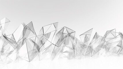 White polygonal shape in studio 3D render wireframe AI Generated pictures
