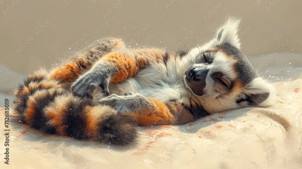 Poster a cat rolling around on it's back with its paws on it's back and it's head resting on it's back on i