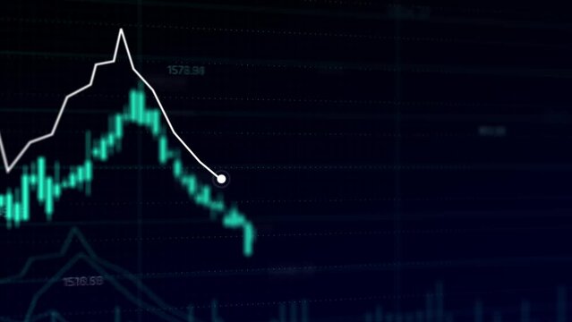 A dynamic display of shifting stock market graphs and trends that emphasizes the volatility of financial markets. The ebb and flow of data points in real time, a complete picture of market behavior.