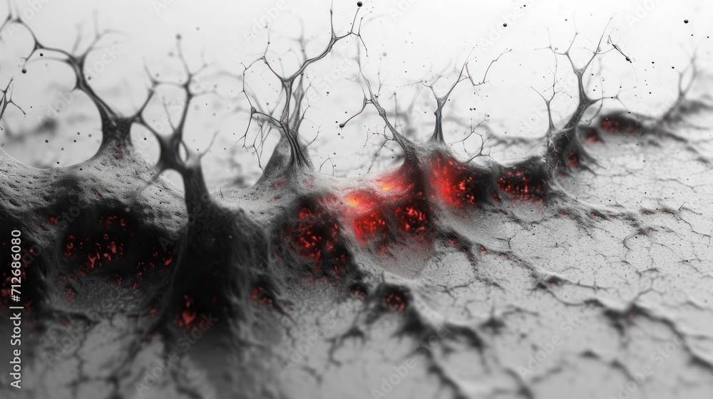 Poster a close up of a window with a red light in the middle of the window and a black and white photo of a