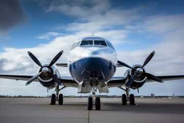 Jetliner Parked on Airport Tarmac at Sunset
