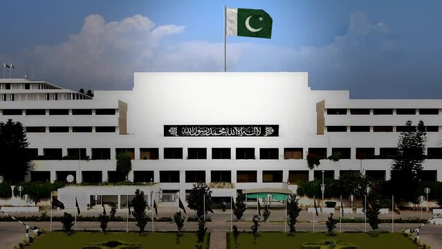 Aerial Views of the Flag Above Parliament.