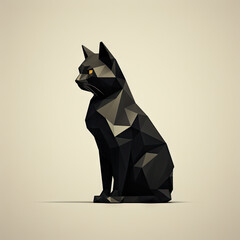 Minimalistic black cat design on clear background