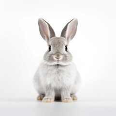 Cute rabbit close up on clear white background