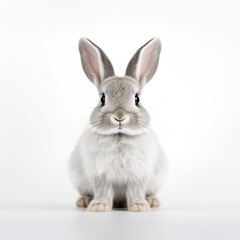 Obraz premium Cute rabbit close up on clear white background