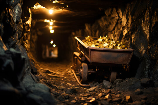 Gold mine full of gold, old gold mine, gold bars, left behind gold in mine