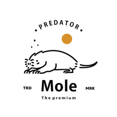 vintage retro hipster mole logo vector outline monoline art icon	