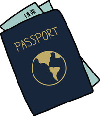 illustration of passport on the world 