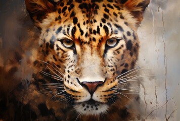 Obraz premium Capture the essence of a majestic jaguar against a dark backdrop.