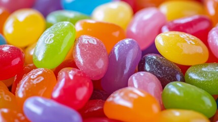 A close-up view of a vibrant and colorful assortment of jelly beans    