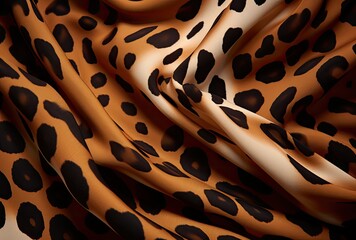 Leopard-striped print fabric texture. - obrazy, fototapety, plakaty