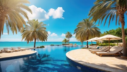 Fototapeta na wymiar Resort luxurious swimming pool