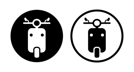 Scooter icon set in black color. Motor scooter front view vector icon isolated - Vector Icon