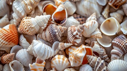 Close up of a pile of seashells   