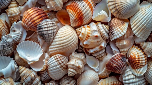  Close up of a pile of seashells    