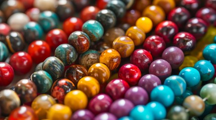 close up of colorful beads     