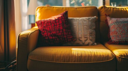 Close up of sofa in room     