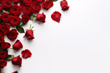 Fototapeta na wymiar Red beautiful roses on white background