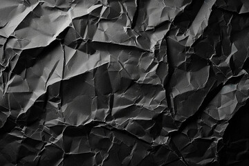 "Shadowed Elegance: Exploring the Depths of Black Crumpled Paper Texture in Subdued Light"