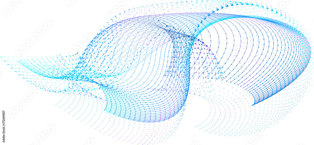 Poster warp of space. abstract gradient halftone mesh background. twisted plane of dots and lines. modern s