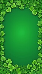 Happy St. Patrick's Day. Frame of clover flower on green background. background design with place for text