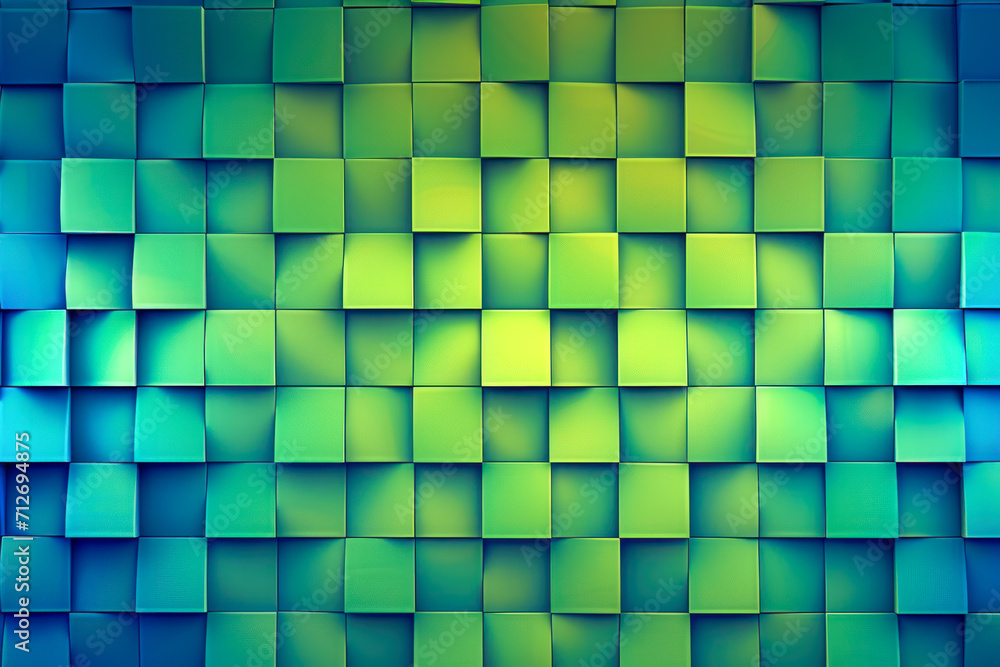 Poster create a pattern of squares with a gradient of blue and green colors