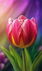flower, tulip blossoming pink, on the background of spring mood.