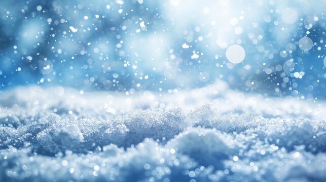 Scattered scenes in the snow in the background.snow falling in the snow,Snowfall in Blue and White    