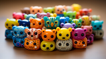 puzzle beads, animal shaped, cute, with beautiful colors , generate AI